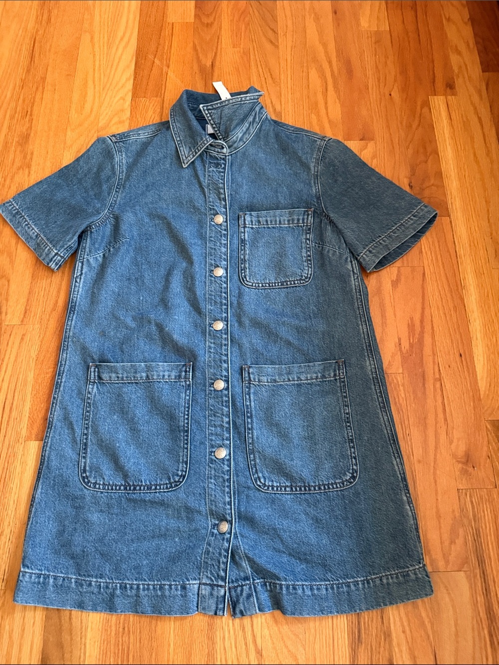 Madewell Blue Denim Button-Front Short-Sleeve Dress